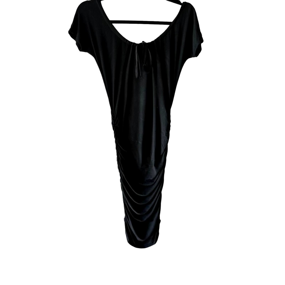Black Ruched Betsey Johnson Midi Dress XS